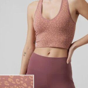 ATHLETA AURORA LEOPARD PINK TANK CROP RIB